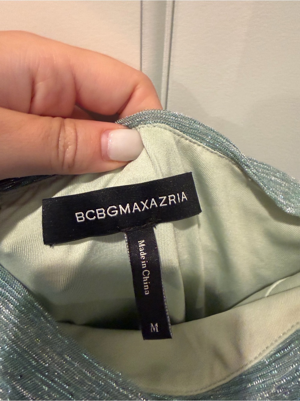 BCBGMaxAzria One-Shoulder Ruffle Ruched Mint Dress - Picture 4 of 4